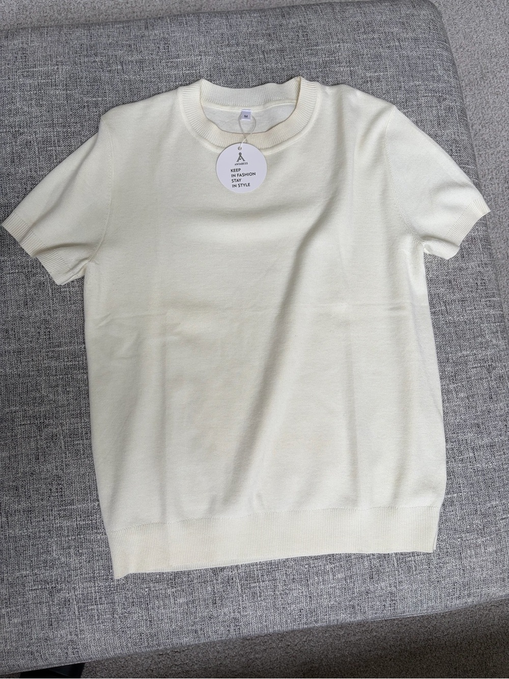 Women's Short-Sleeve Knit Tee in Cream